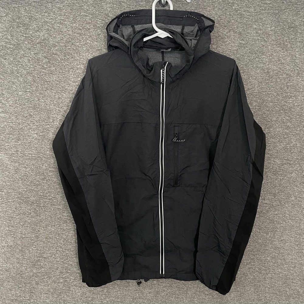 Proof Jacket Mens Small Black Hooded Full Zip Windbreaker Lightweight Nylon